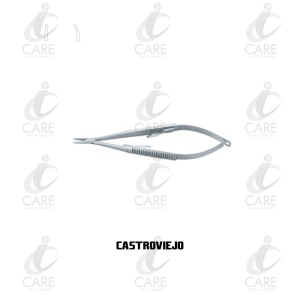 CASTROVIEJO Needle Holder | 14cm | Smooth Jaws | Flat handle with lock