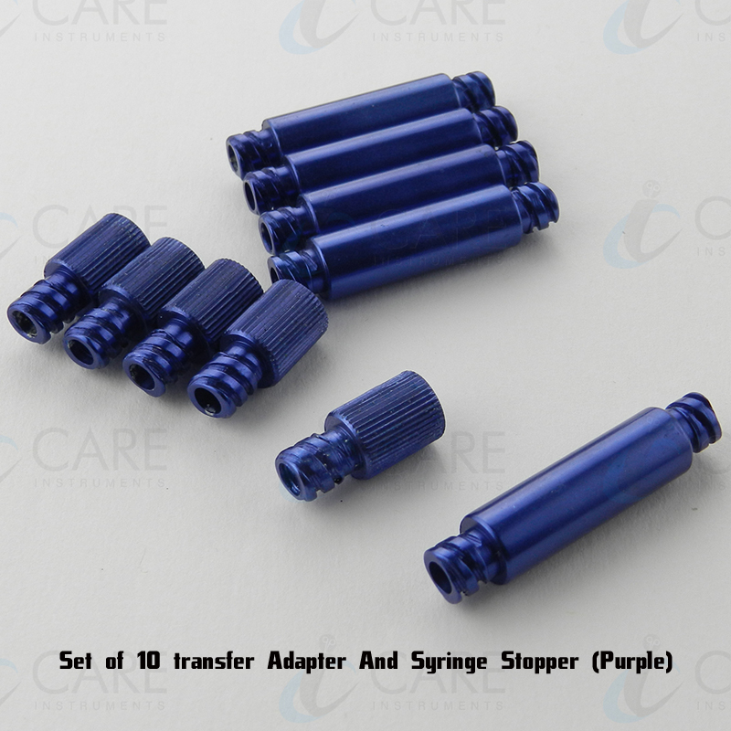 Set of 10 transfer Adapter And Syringe Stopper (Purple)