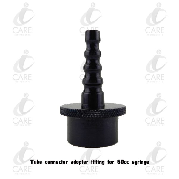 Tube connector adopter fitting for 60cc syringe