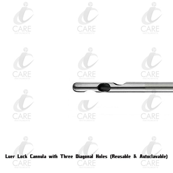 Luer Lock Cannula with Three Diagonal Holes (Reusable & Autoclavable)