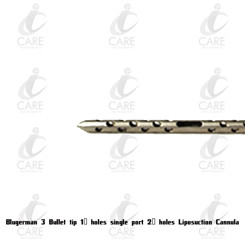 Blugerman 3 Bullet tip 1" holes single port 2" holes Liposuction Cannula