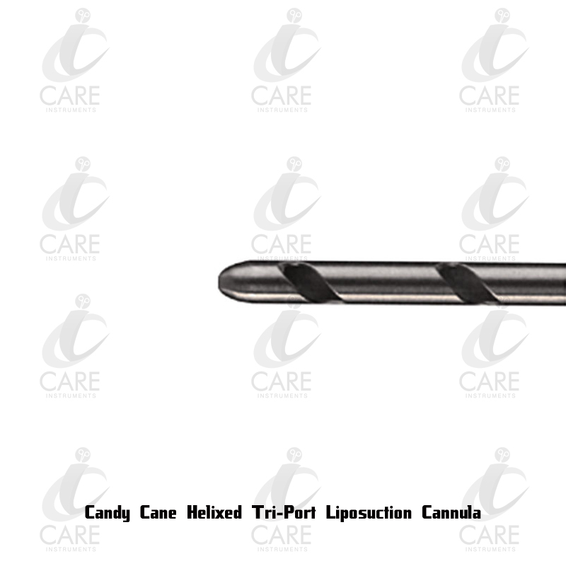 Candy Cane Helixed Tri-Port Liposuction Cannula