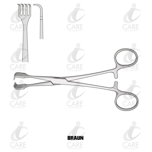 Braun Forceps | 4 Sharp Prongs | 15.5cm