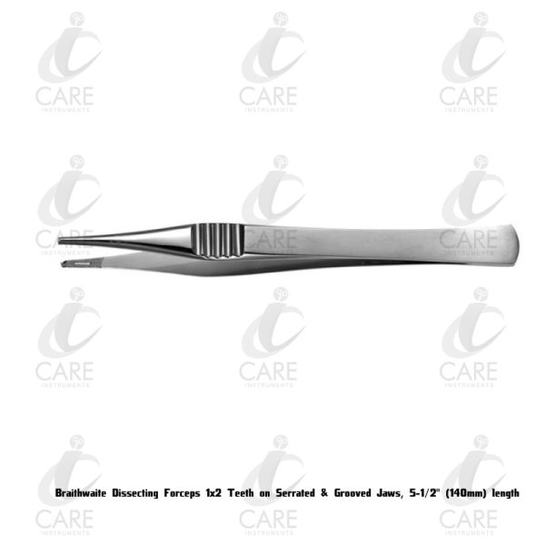 Braithwaite Dissecting Forceps | 1x2 Teeth on Serrated and Grooved Jaws | 5-1/2" (140mm) Length