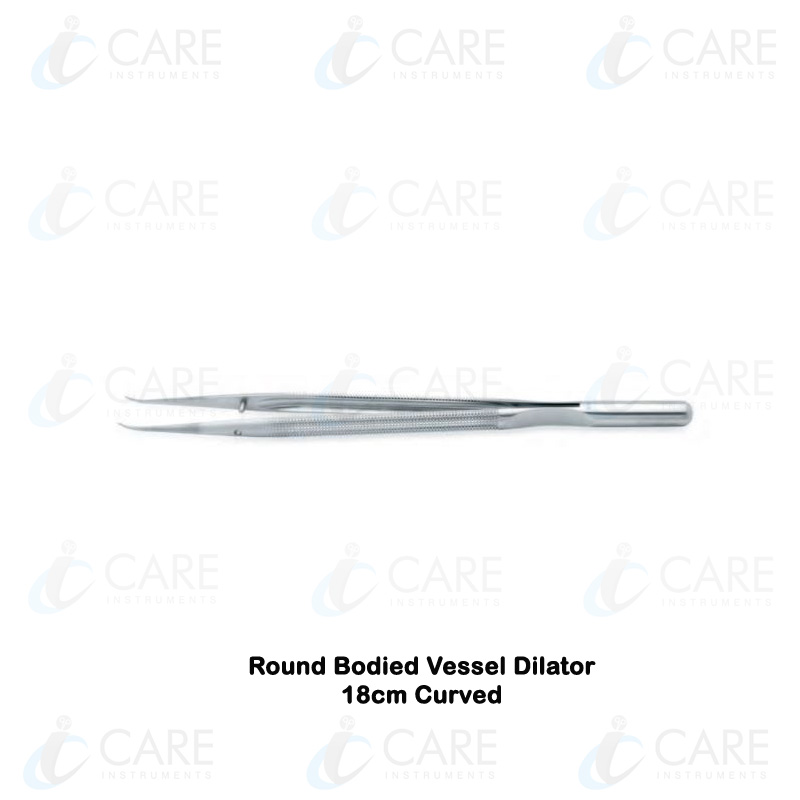 Round Bodied Vessel Dilator | 18cm | Curved with Platform | Tip diameter 0.3mm